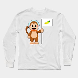 Monkey Banana Astronaut Space Long Sleeve T-Shirt